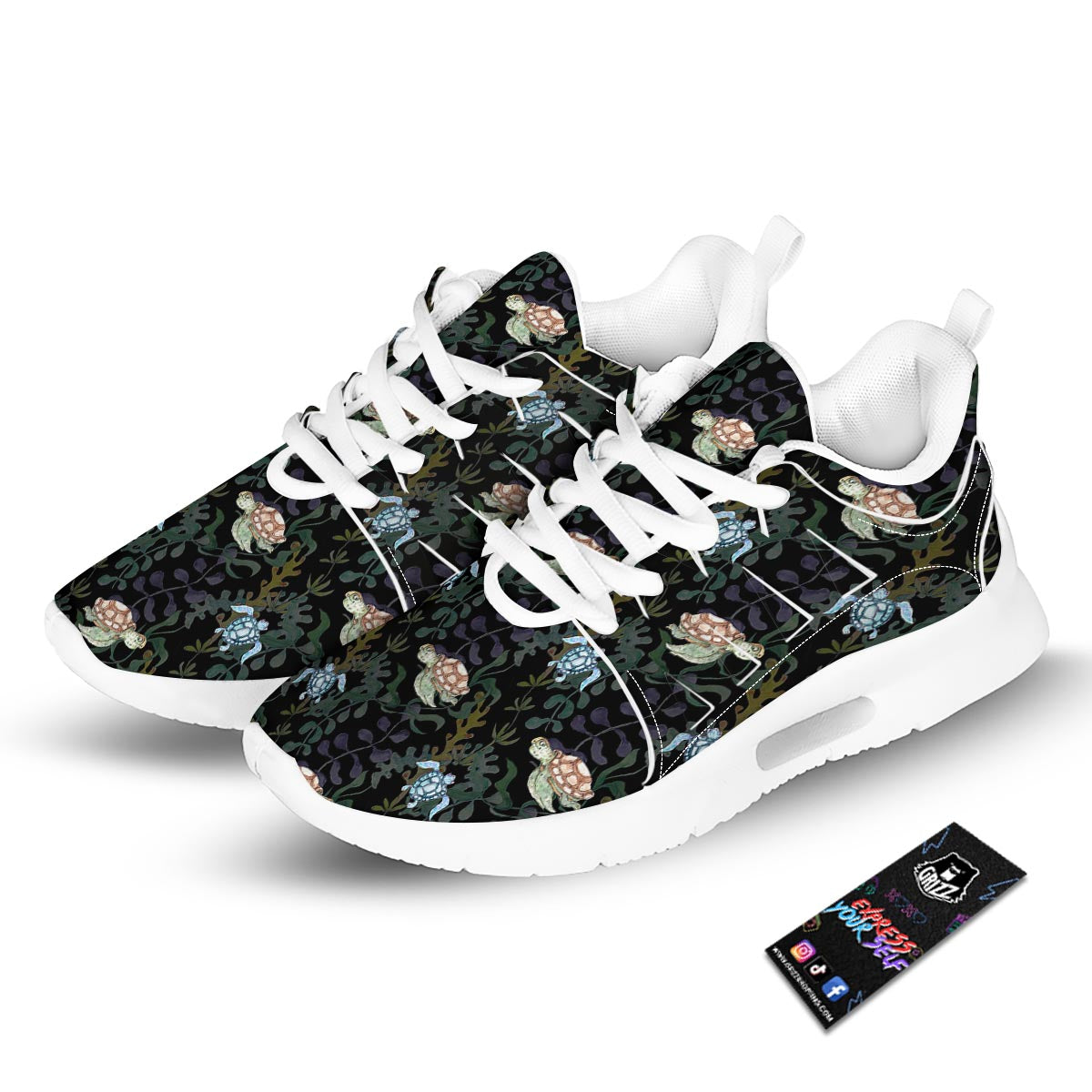 Painting Sea Turtle Print Pattern Tennis Shoes-grizzshop