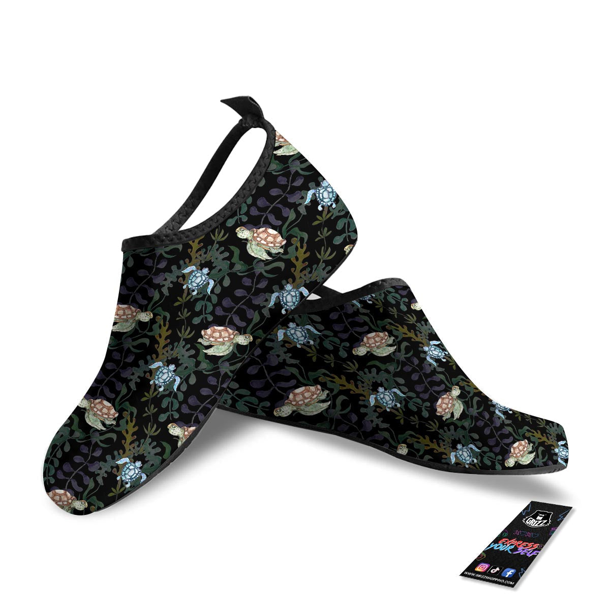 Painting Sea Turtle Print Pattern Water Shoes-grizzshop
