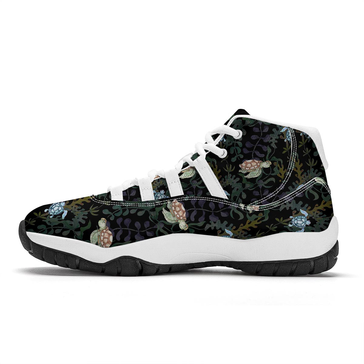 Painting Sea Turtle Print Pattern White Bball Shoes-grizzshop