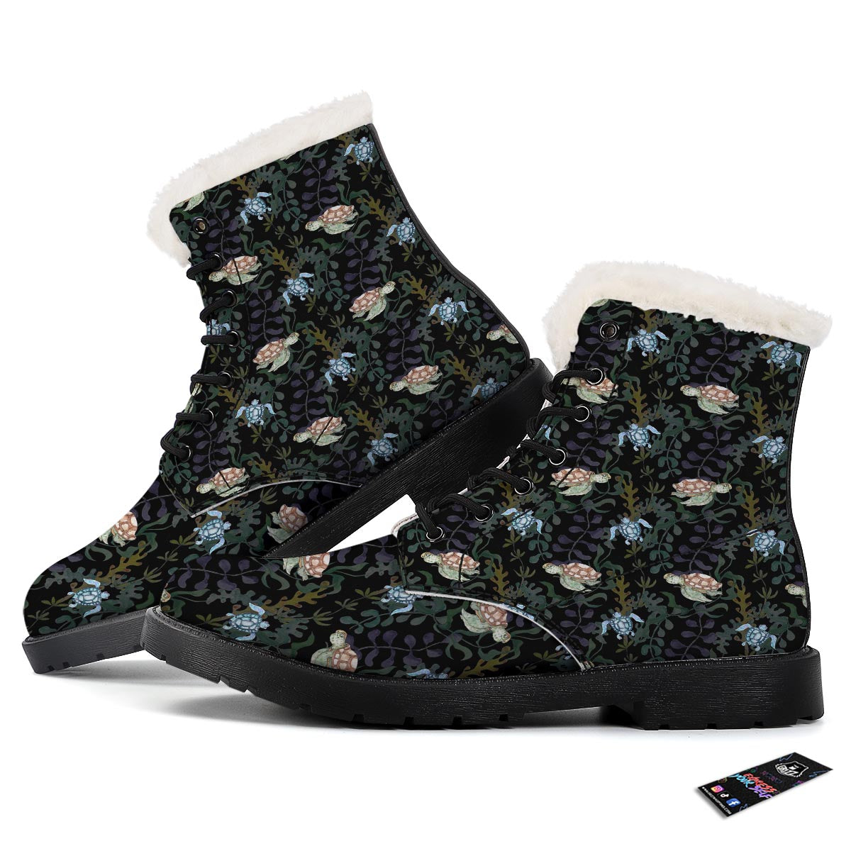 Painting Sea Turtle Print Pattern Winter Boots-grizzshop