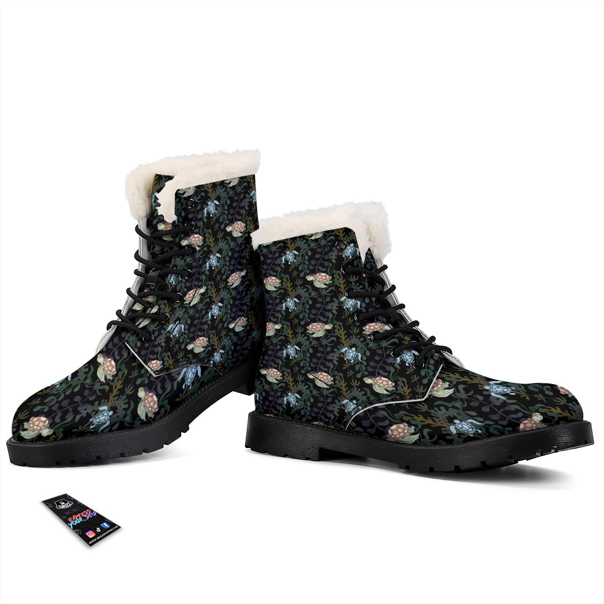 Painting Sea Turtle Print Pattern Winter Boots-grizzshop
