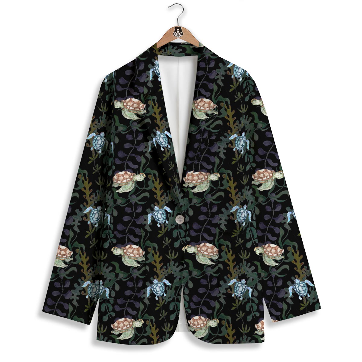 Painting Sea Turtle Print Pattern Women's Blazer-grizzshop