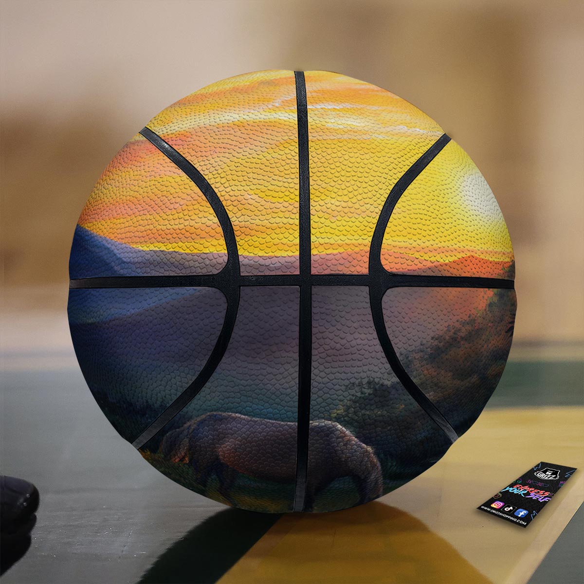 Painting Sunset Horse Print Basketball