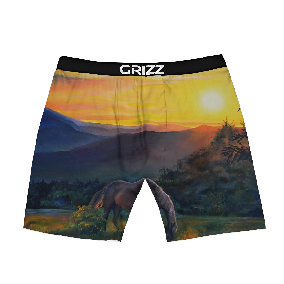 Painting Sunset Horse Print Boxer Briefs-grizzshop