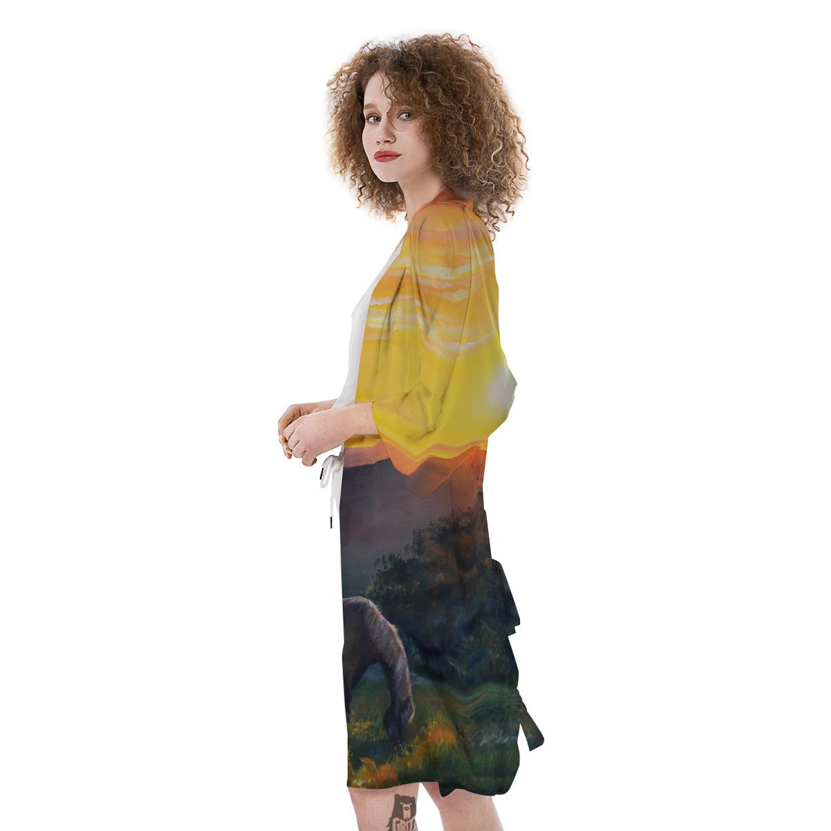 Painting Sunset Horse Print Kimono-grizzshop