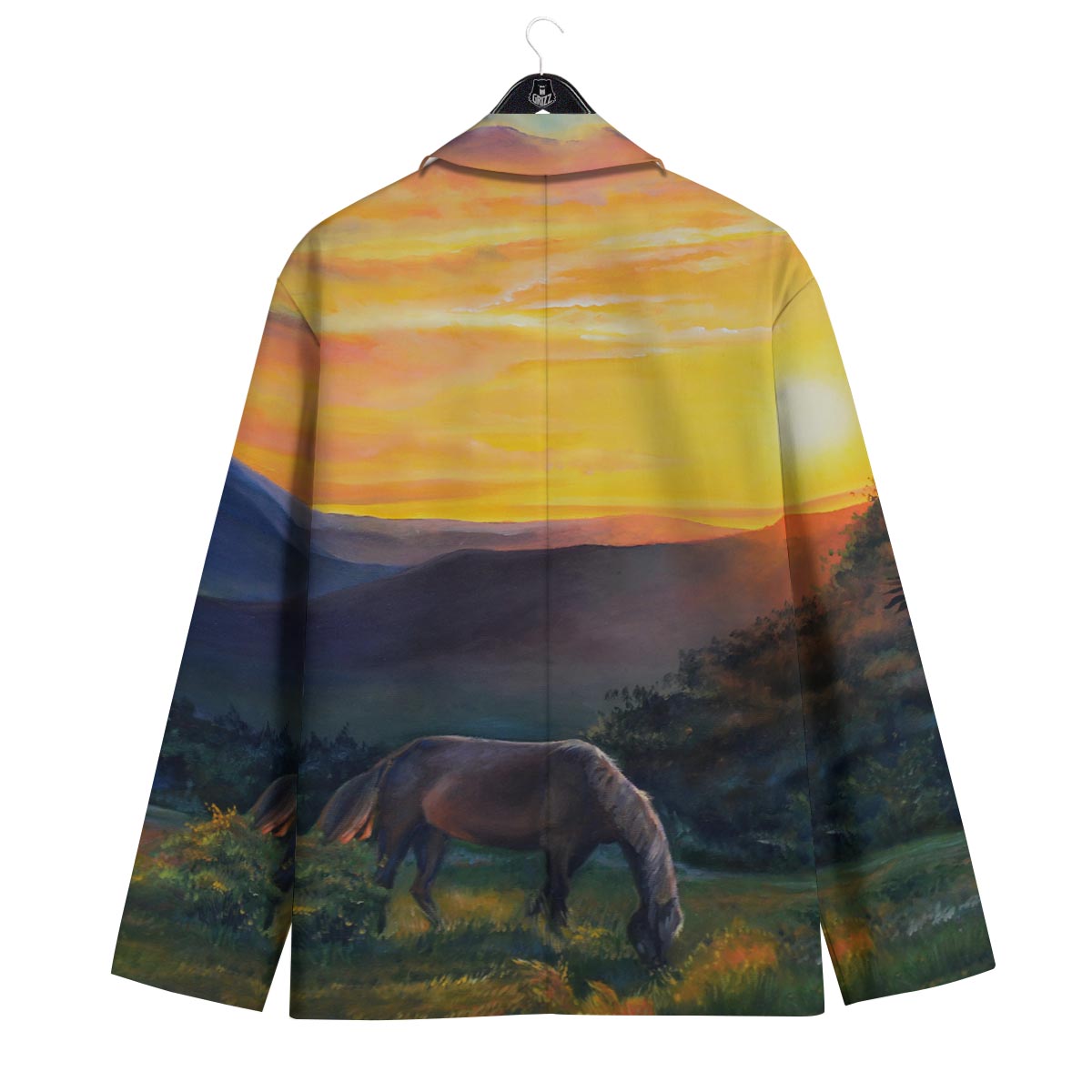 Painting Sunset Horse Print Men's Sport Coat-grizzshop