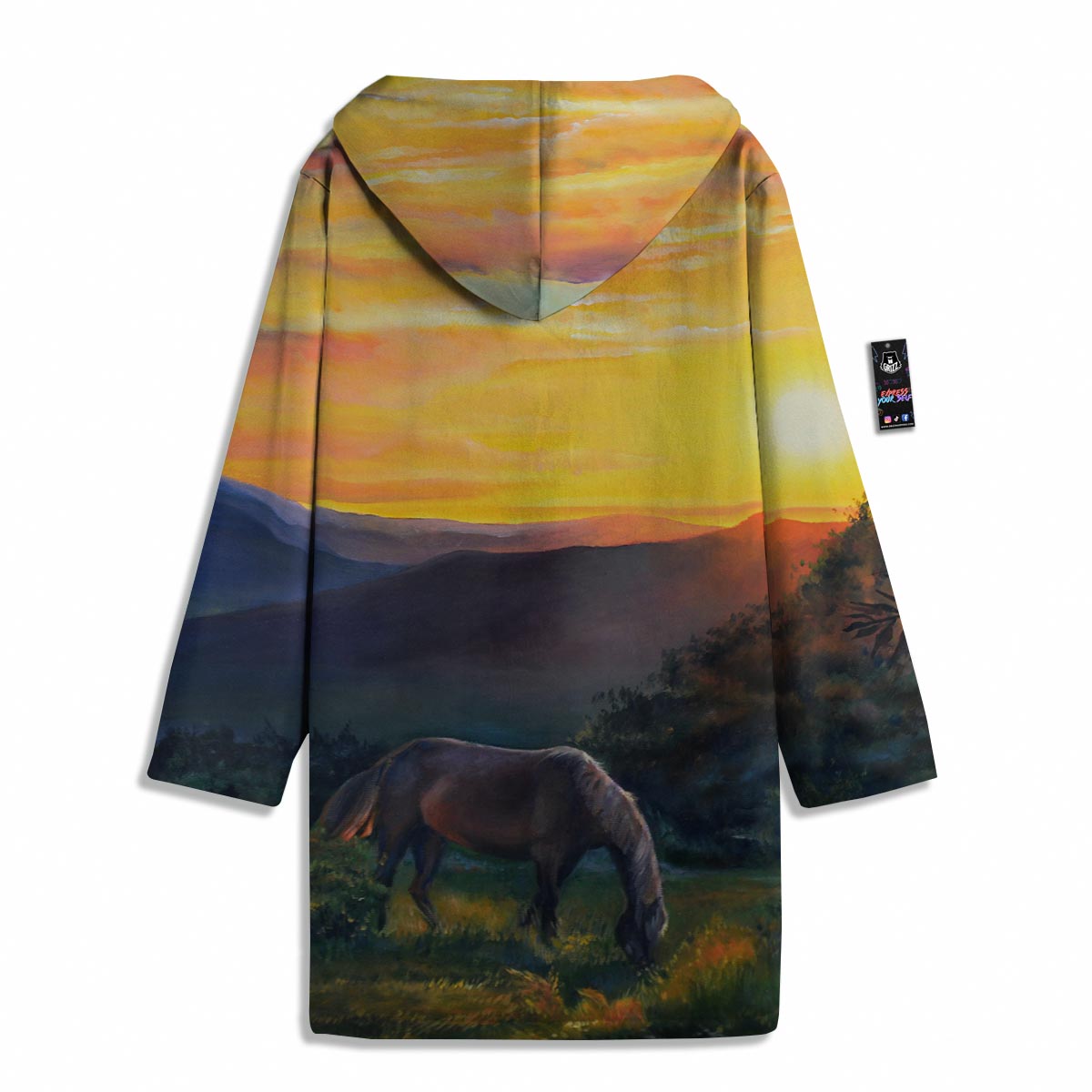 Painting Sunset Horse Print Men's Windbreaker Jacket-grizzshop