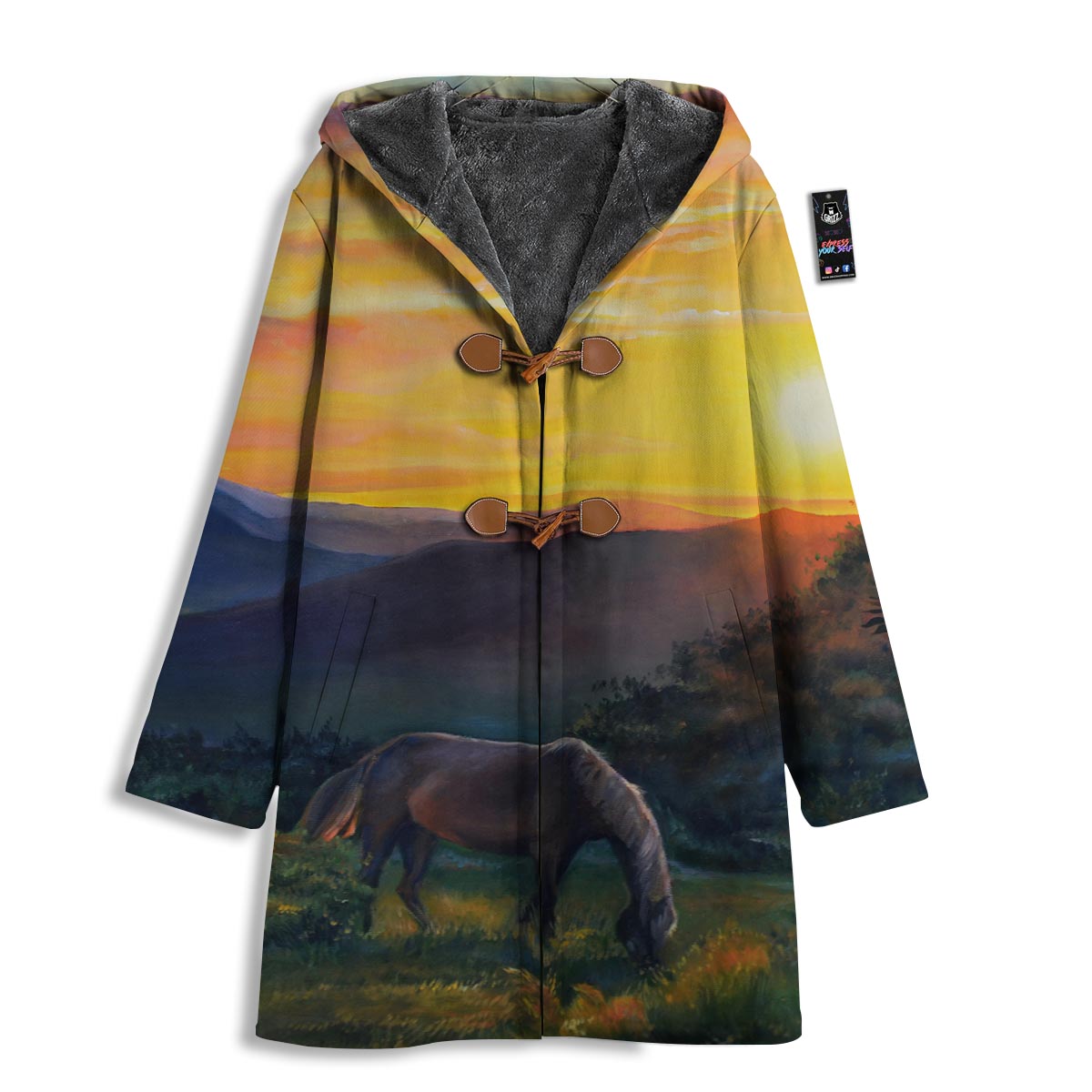 Painting Sunset Horse Print Men's Windbreaker Jacket-grizzshop
