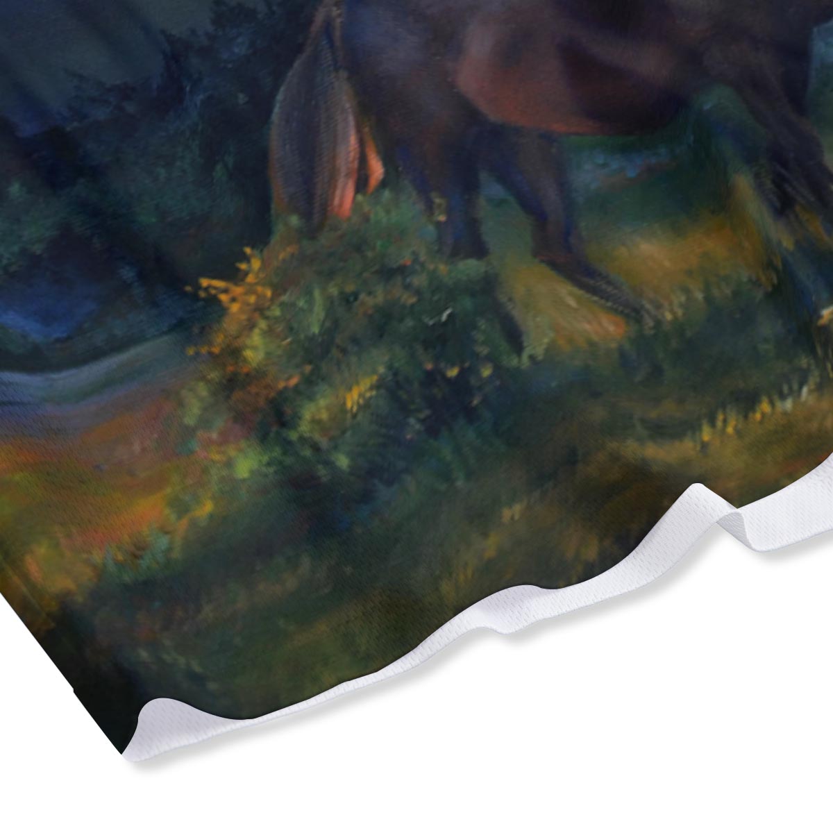 Painting Sunset Horse Print Mesh Shorts