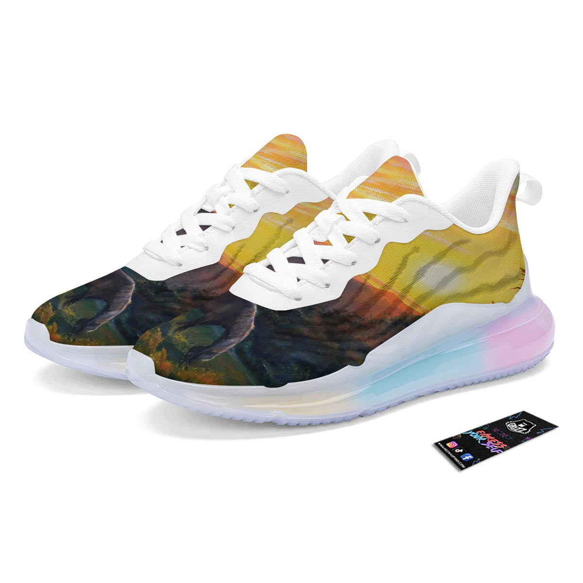 Painting Sunset Horse Print Running Sneakers-grizzshop