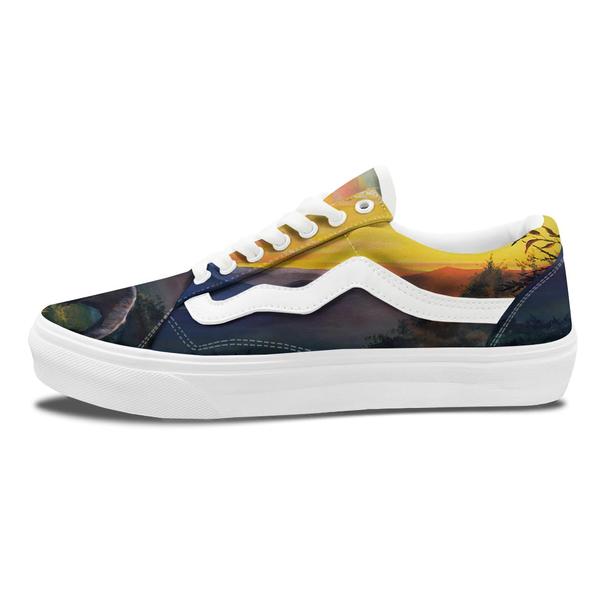 Painting Sunset Horse Print Skate Shoes-grizzshop