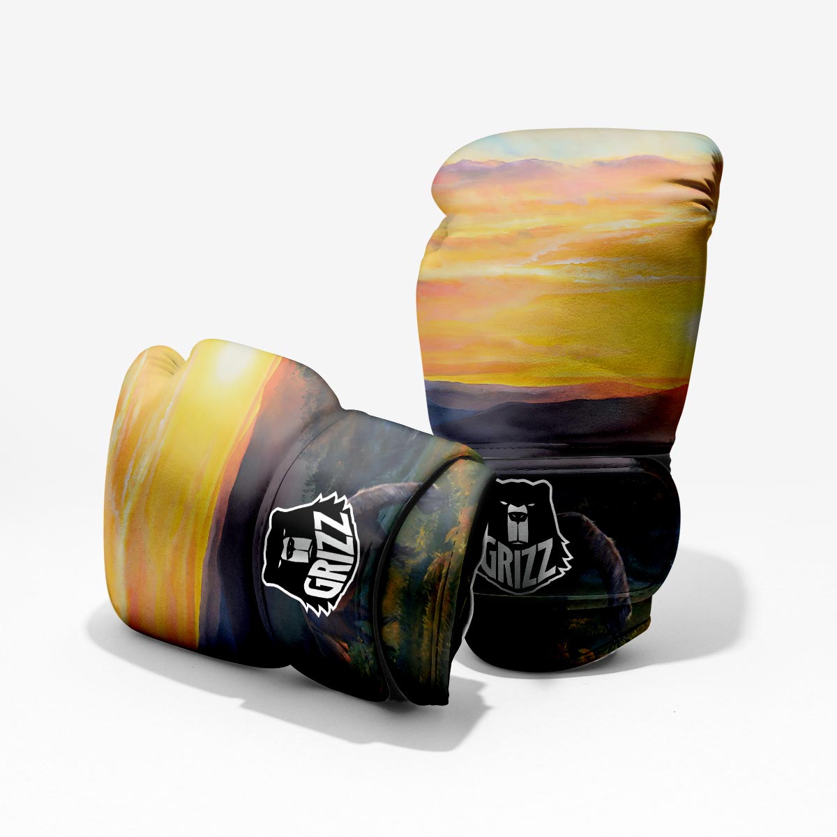 Painting Sunset Horse Print Pro Boxing Glove