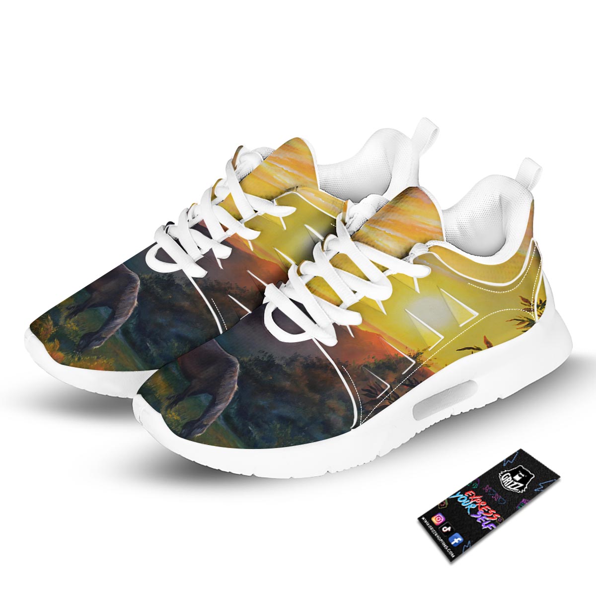 Painting Sunset Horse Print Tennis Shoes-grizzshop