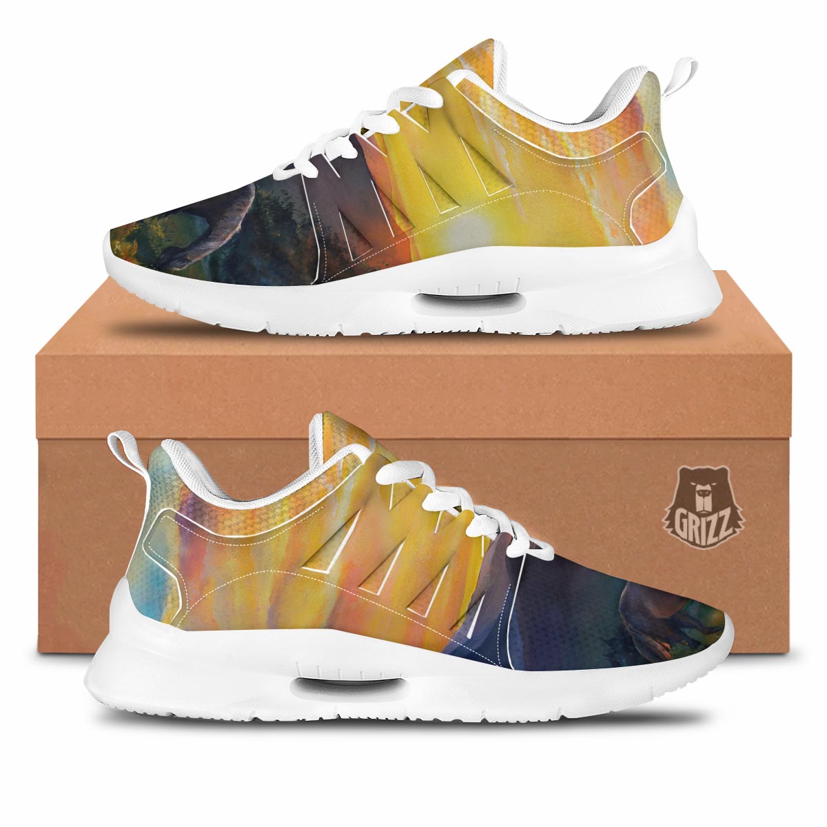 Painting Sunset Horse Print Tennis Shoes-grizzshop