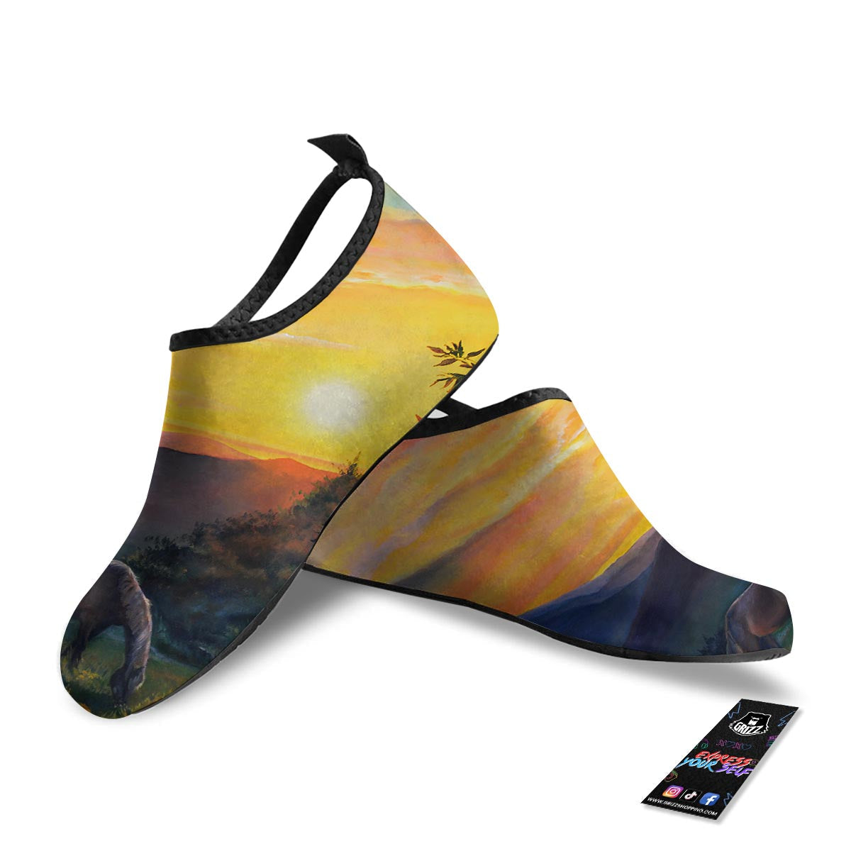 Painting Sunset Horse Print Water Shoes-grizzshop