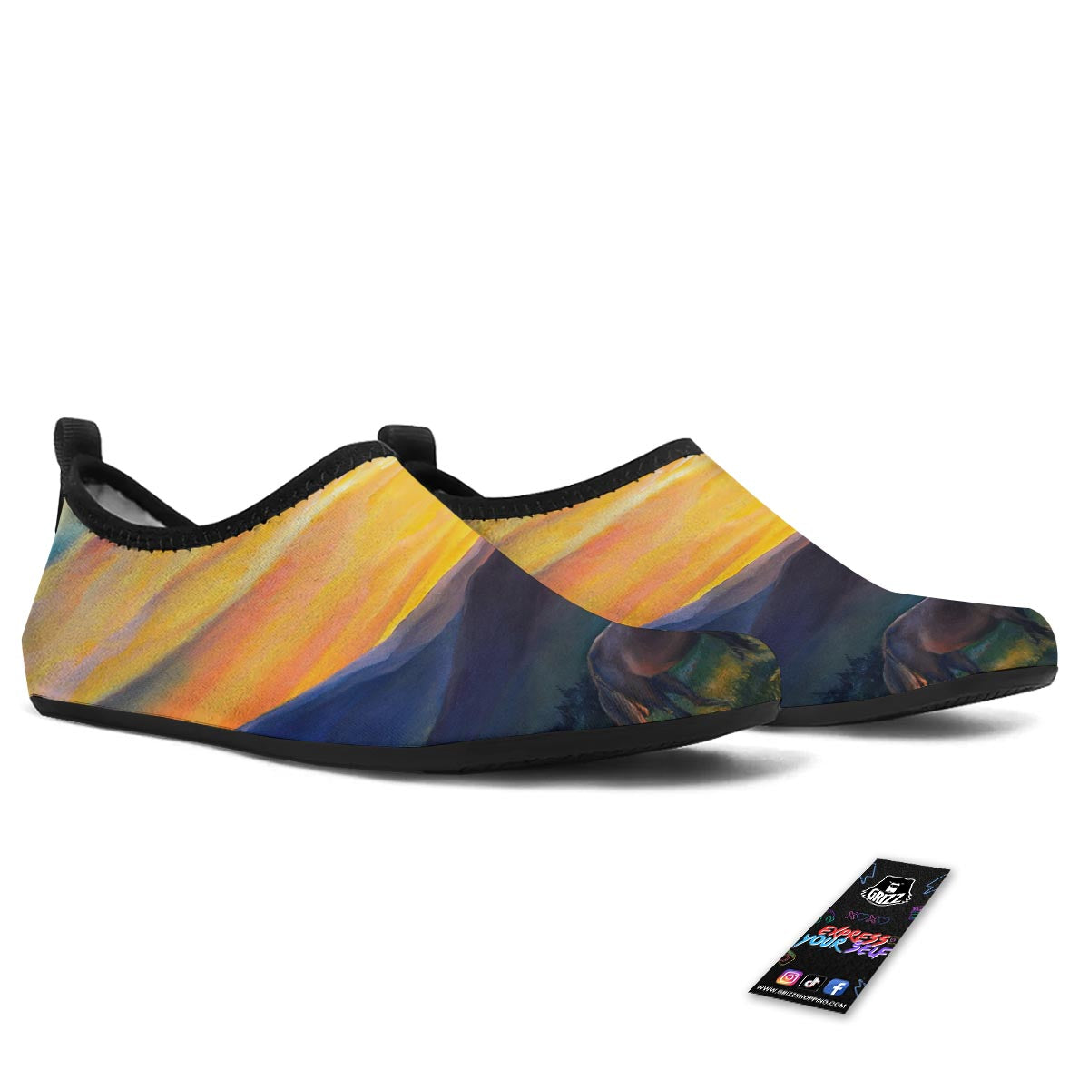 Painting Sunset Horse Print Water Shoes-grizzshop