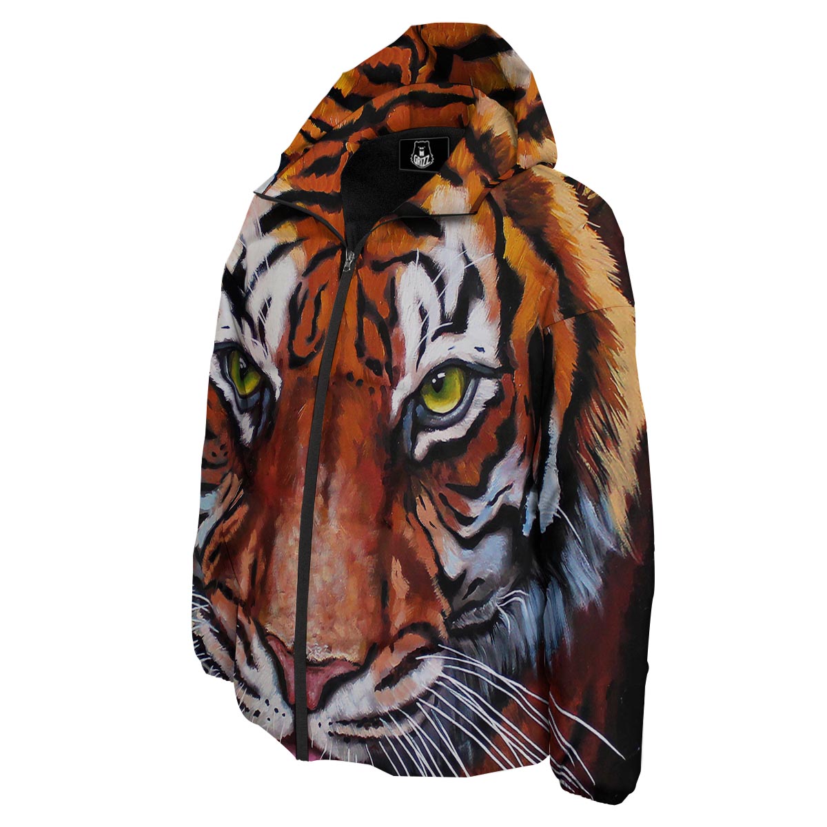 Painting Tiger Print Down Jacket-grizzshop