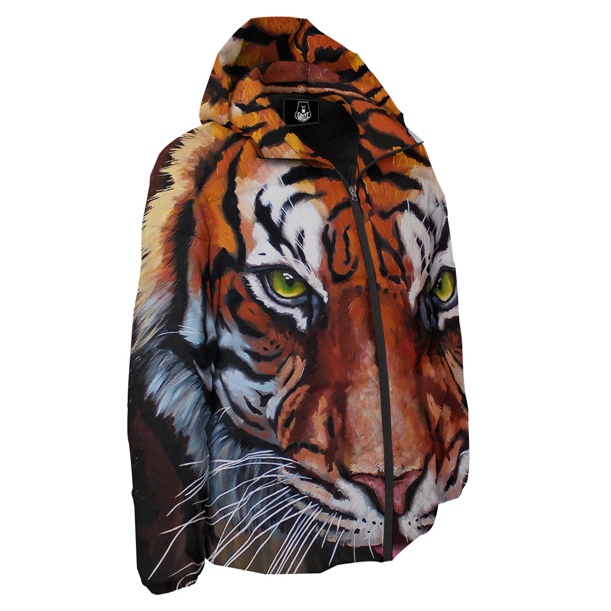 Painting Tiger Print Down Jacket-grizzshop