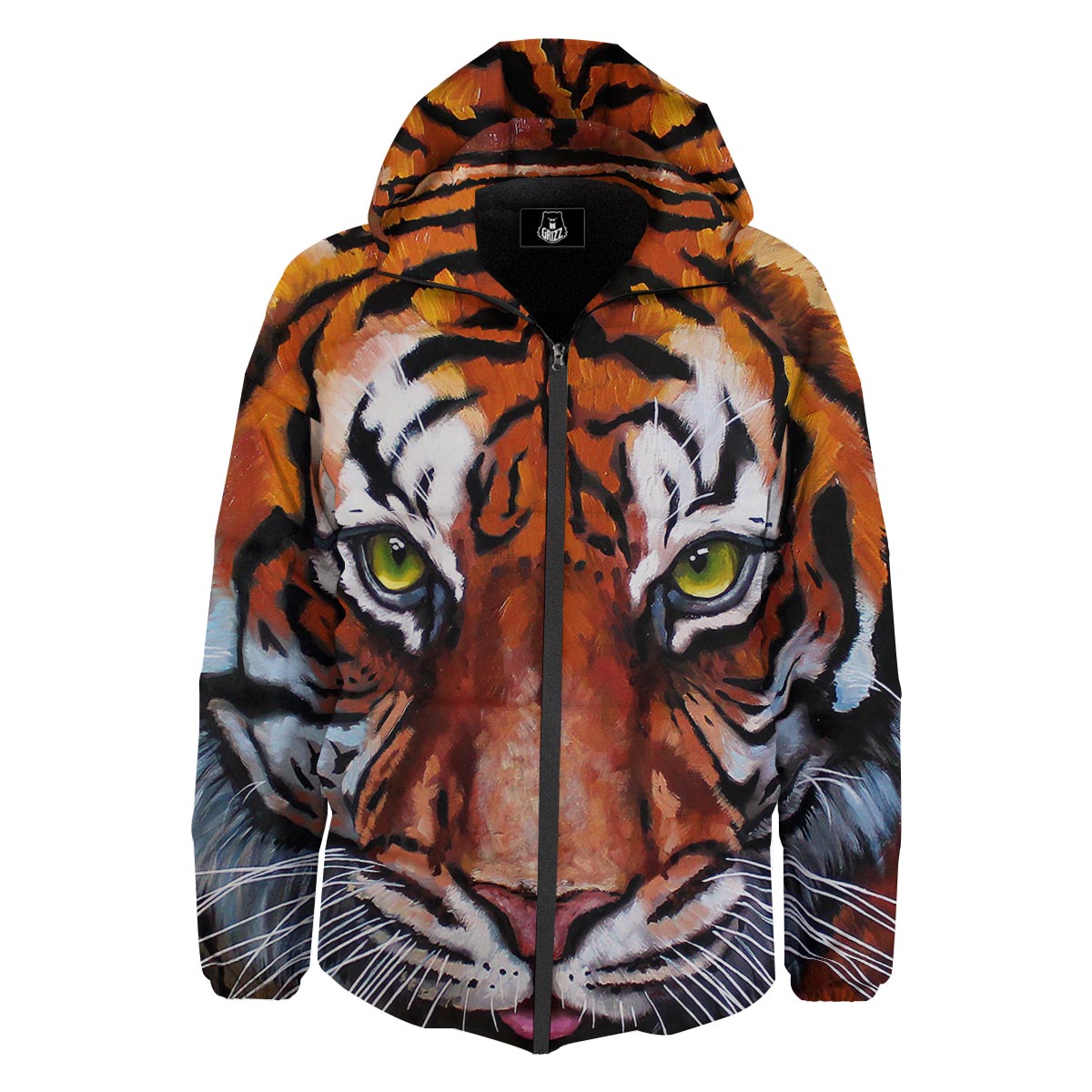 Painting Tiger Print Down Jacket-grizzshop