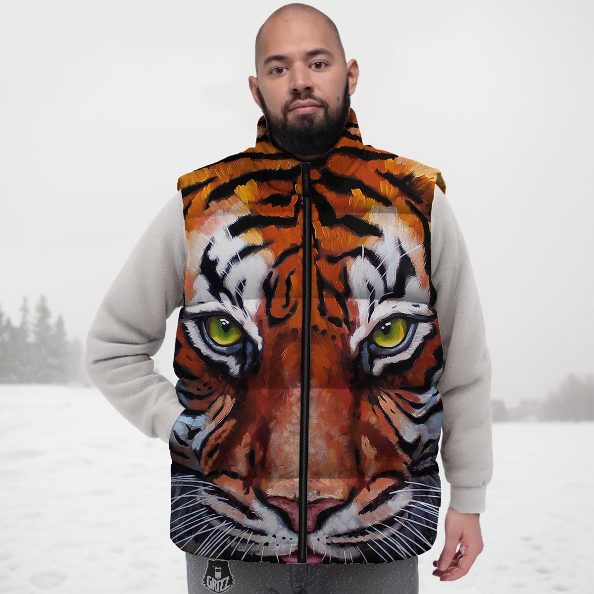 Painting Tiger Print Down Vest