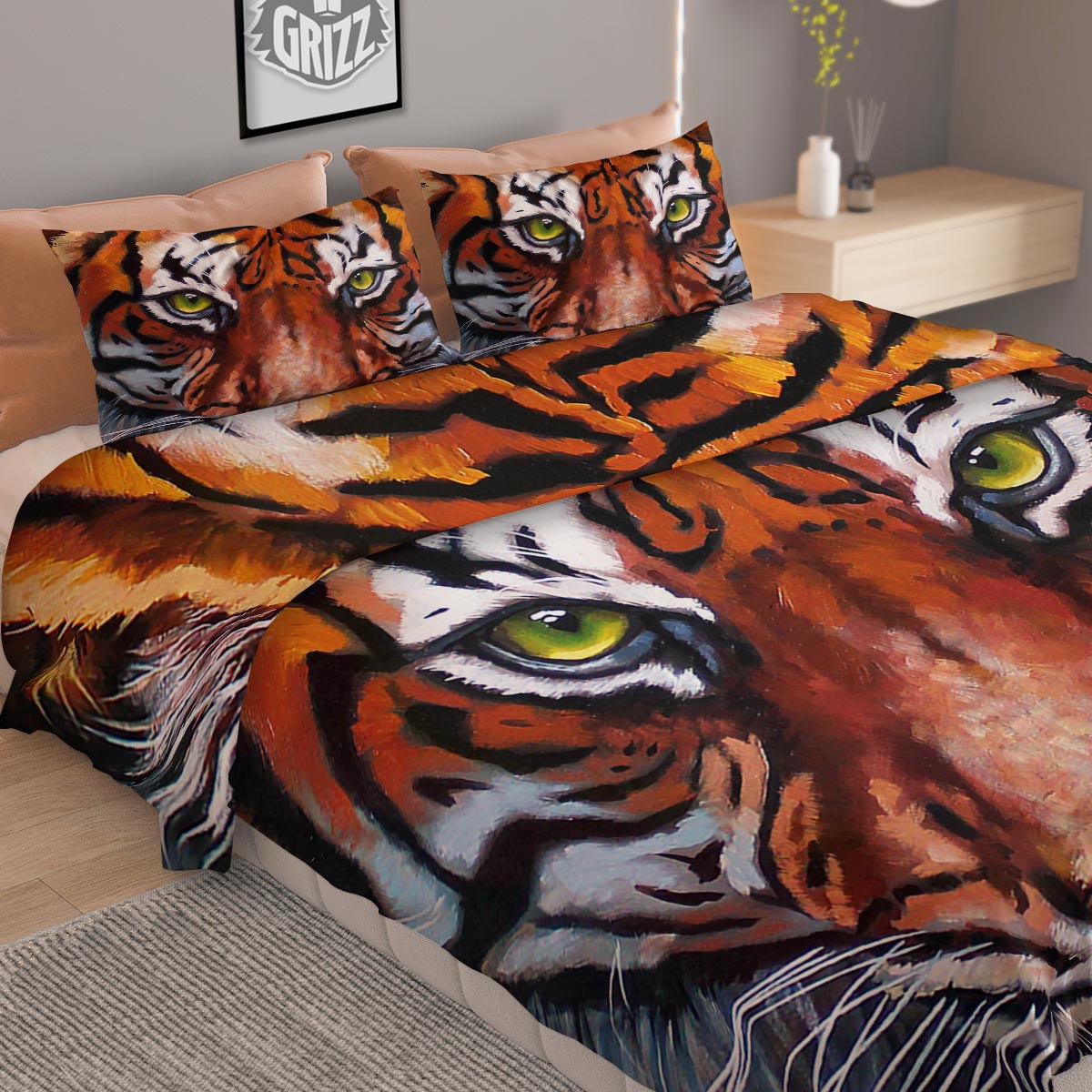 Painting Tiger Print Duvet Cover Bedding Set