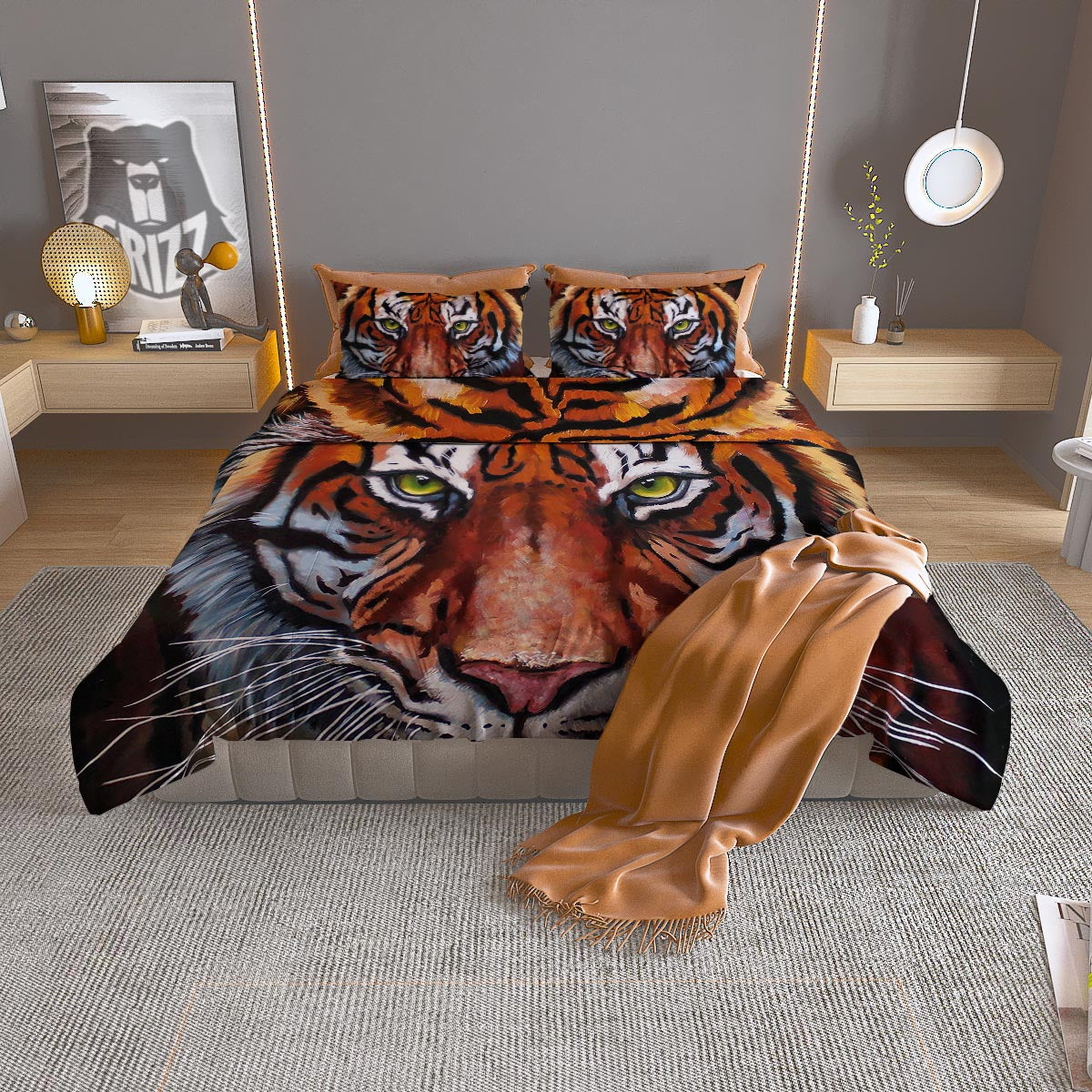Painting Tiger Print Duvet Cover Bedding Set