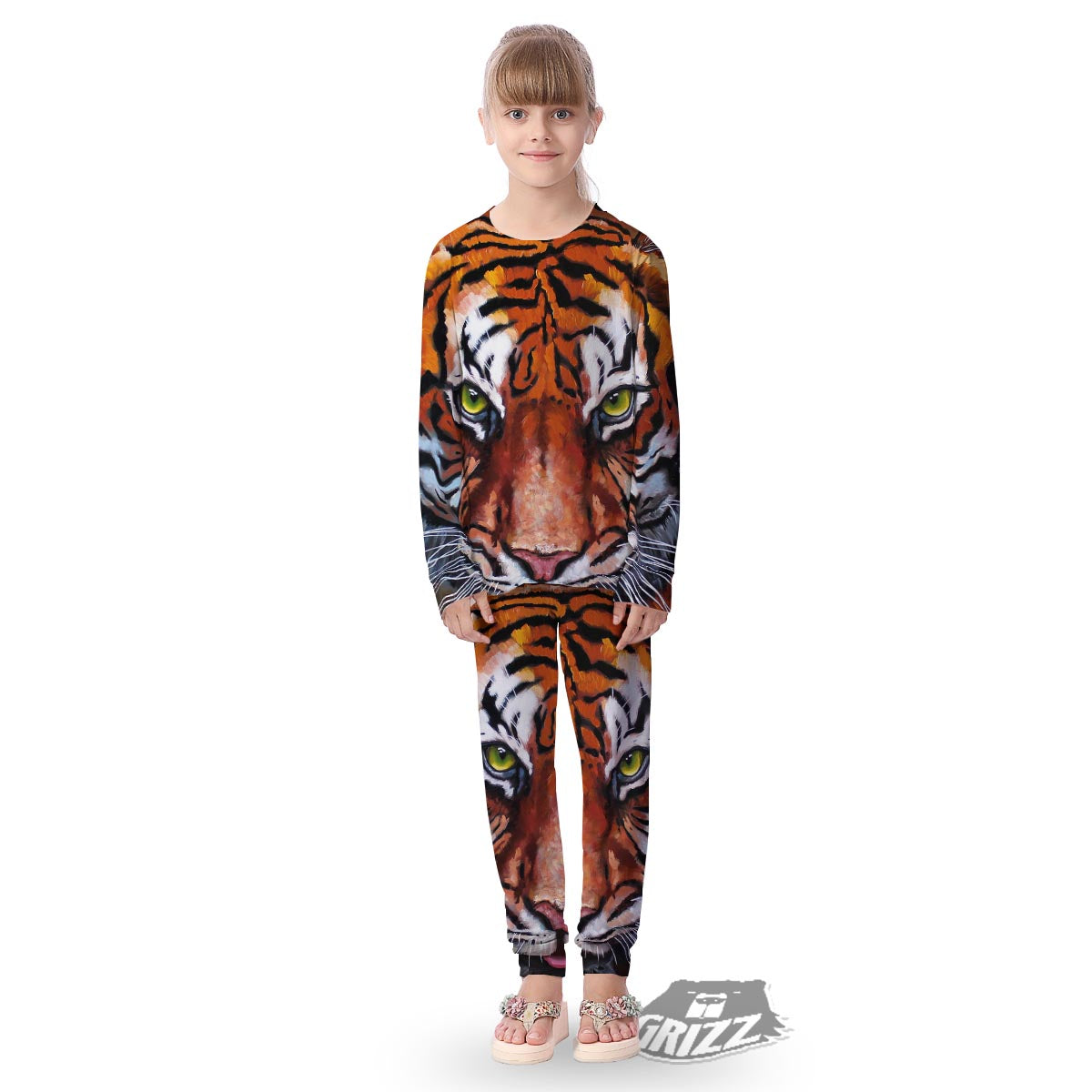 Painting Tiger Print Kid's Pajamas-grizzshop