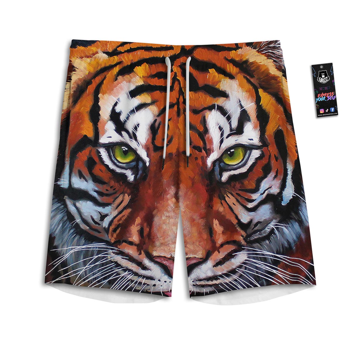 Painting Tiger Print Men's Athletic Shorts