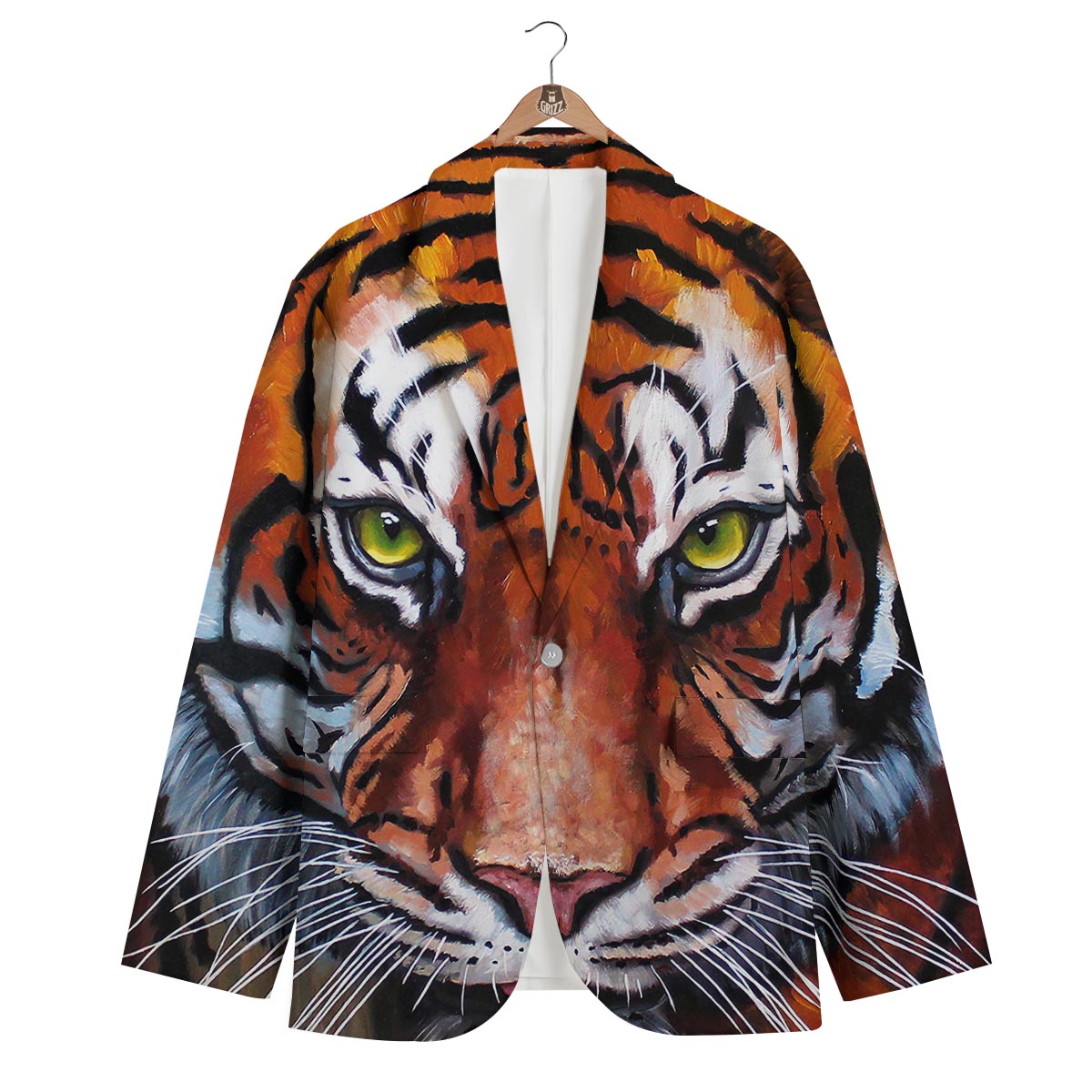Painting Tiger Print Men's Blazer-grizzshop