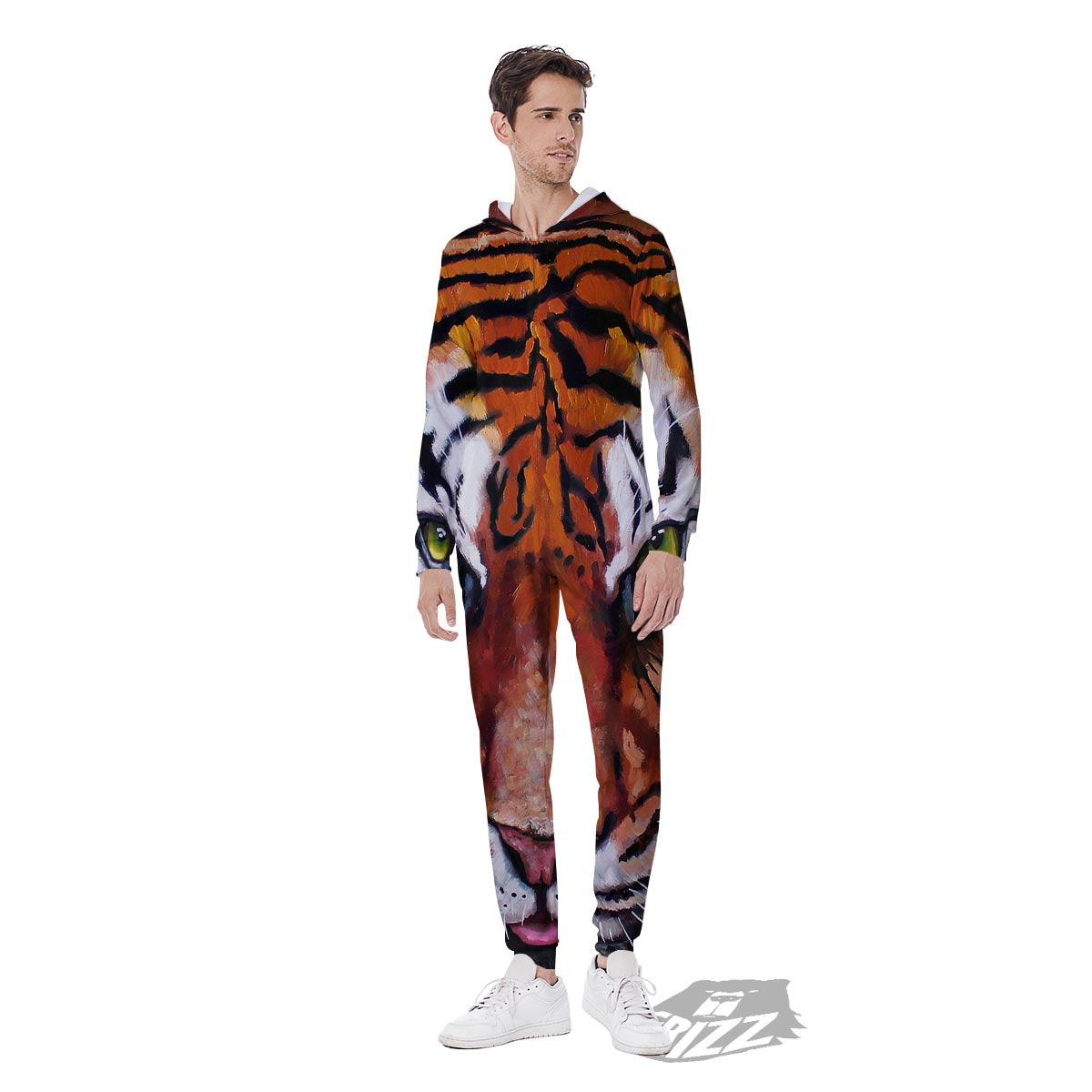 Painting Tiger Print Men's Jumpsuit-grizzshop