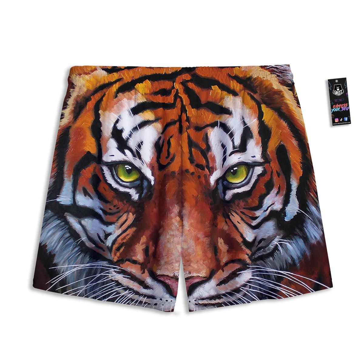 Painting Tiger Print Mesh Shorts
