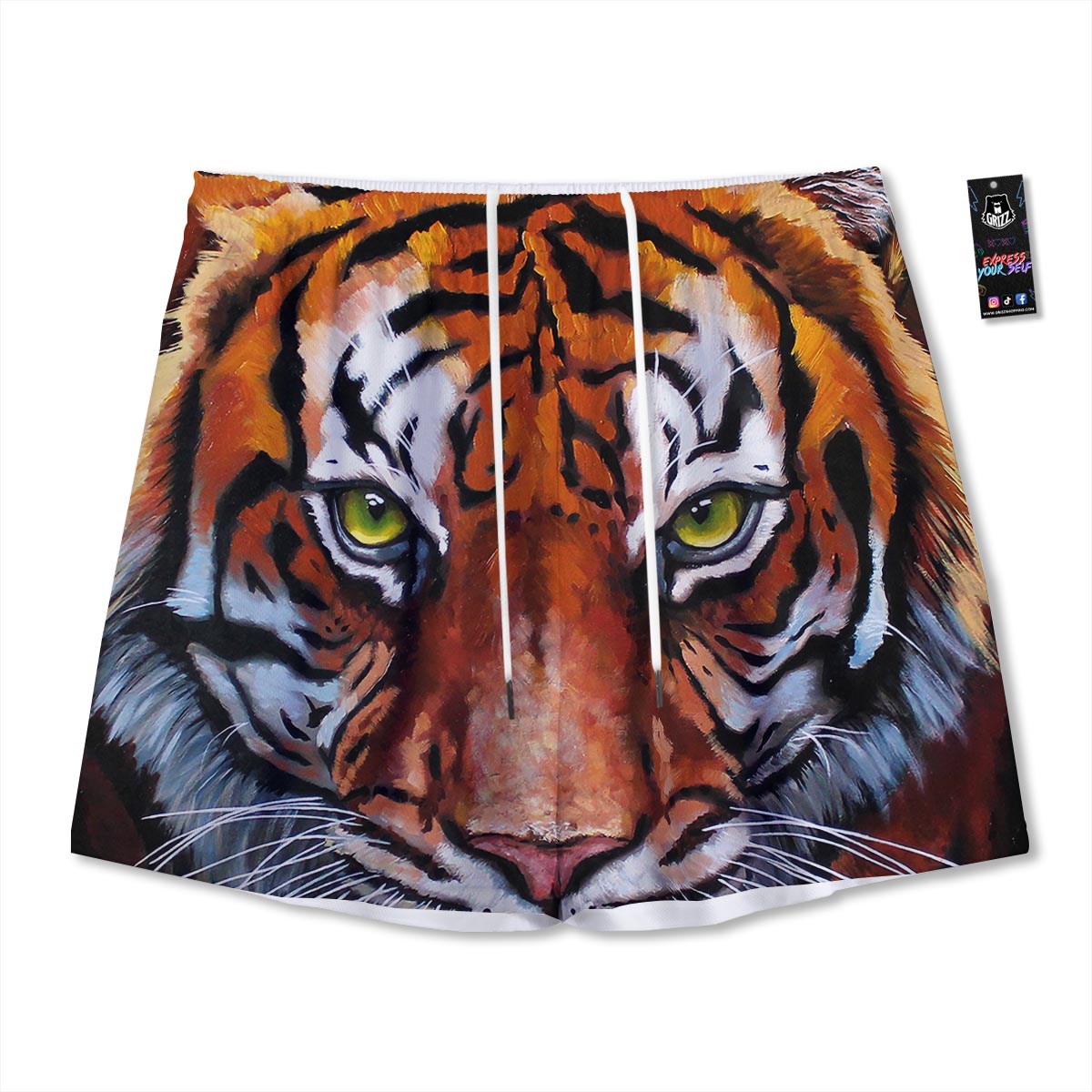 Painting Tiger Print Mesh Shorts
