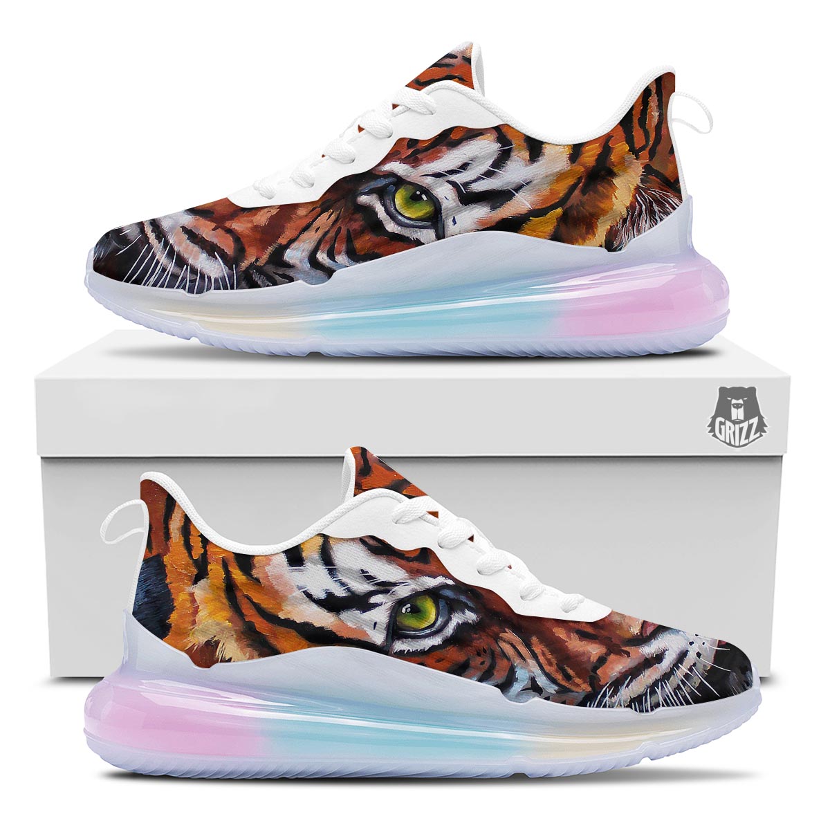 Painting Tiger Print Running Sneakers-grizzshop