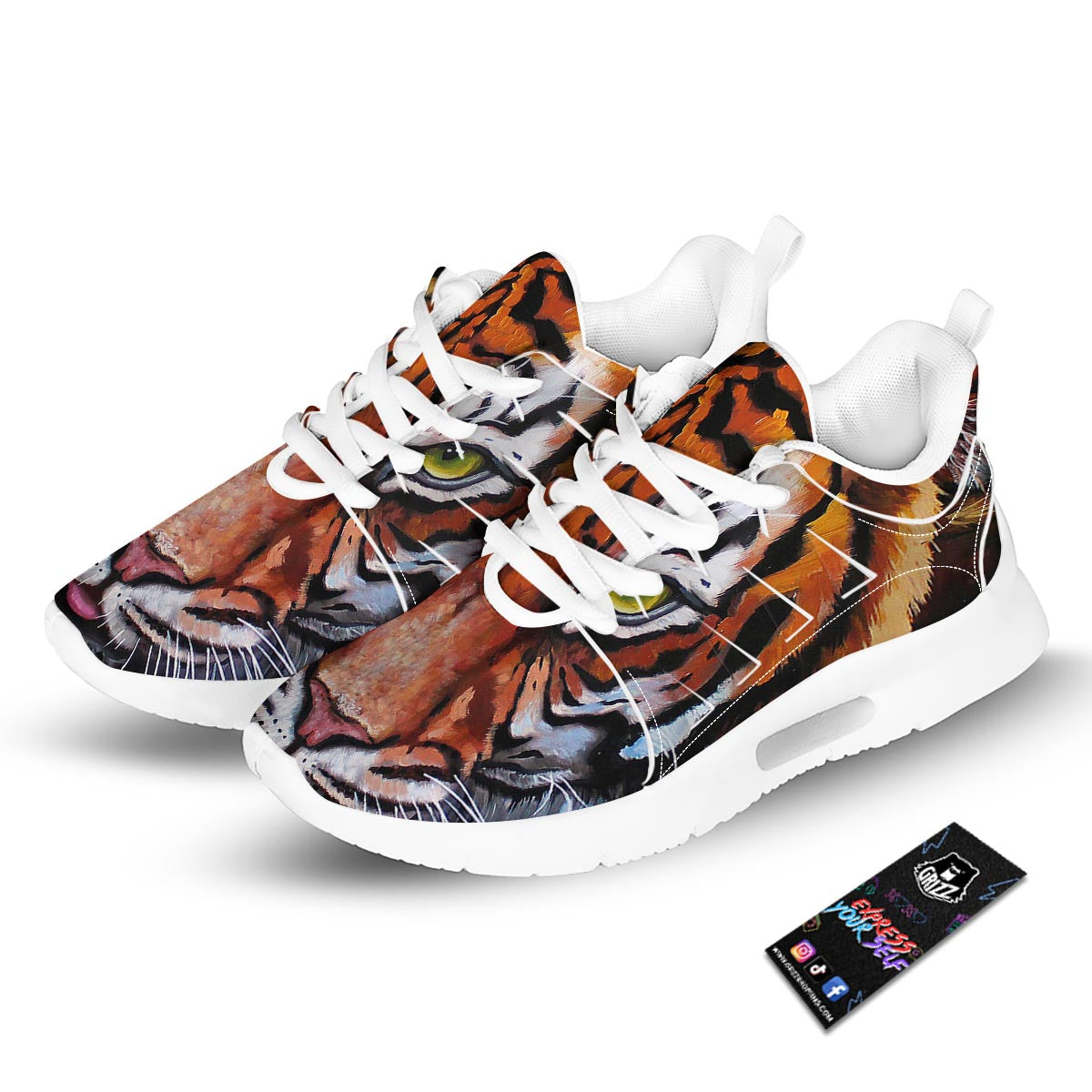 Painting Tiger Print Tennis Shoes-grizzshop