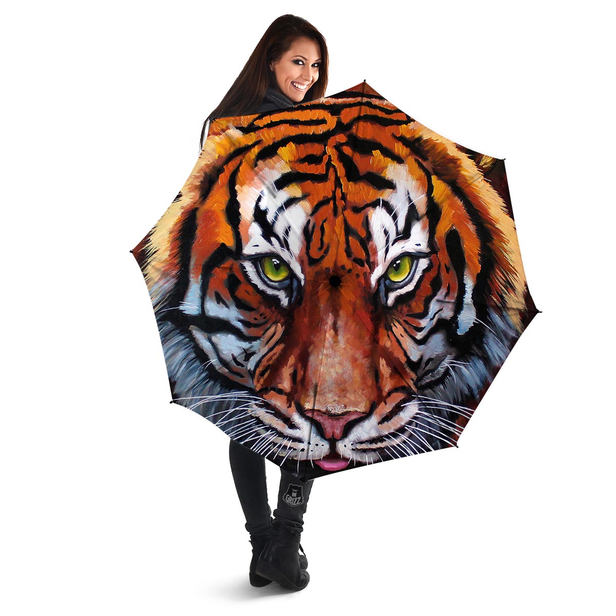 Painting Tiger Print Umbrella-grizzshop