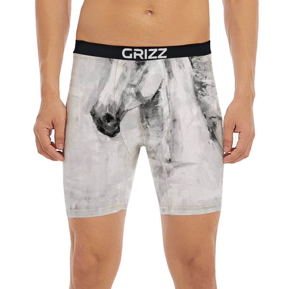Painting White Horse Print Boxer Briefs-grizzshop