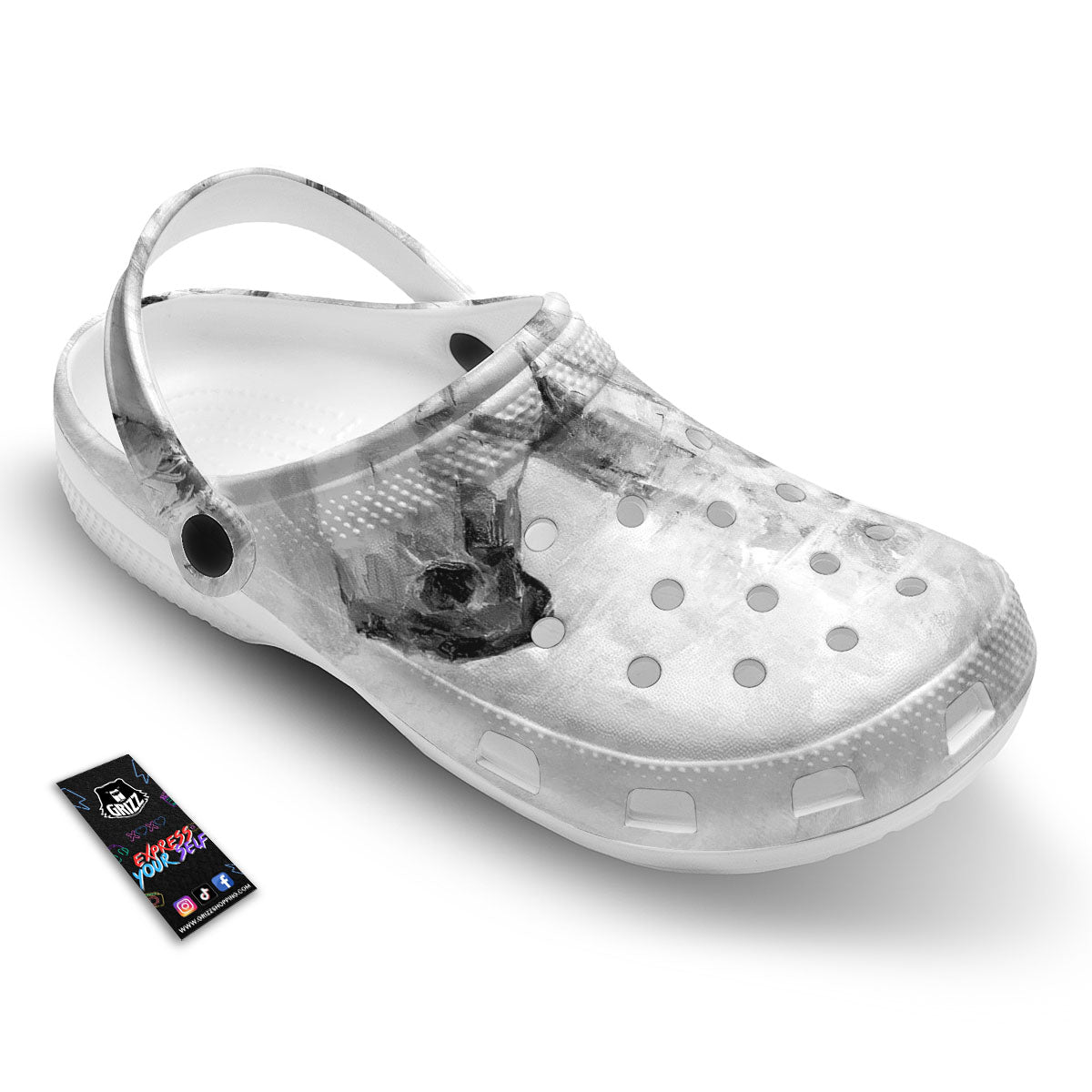Painting White Horse Print Clog-grizzshop