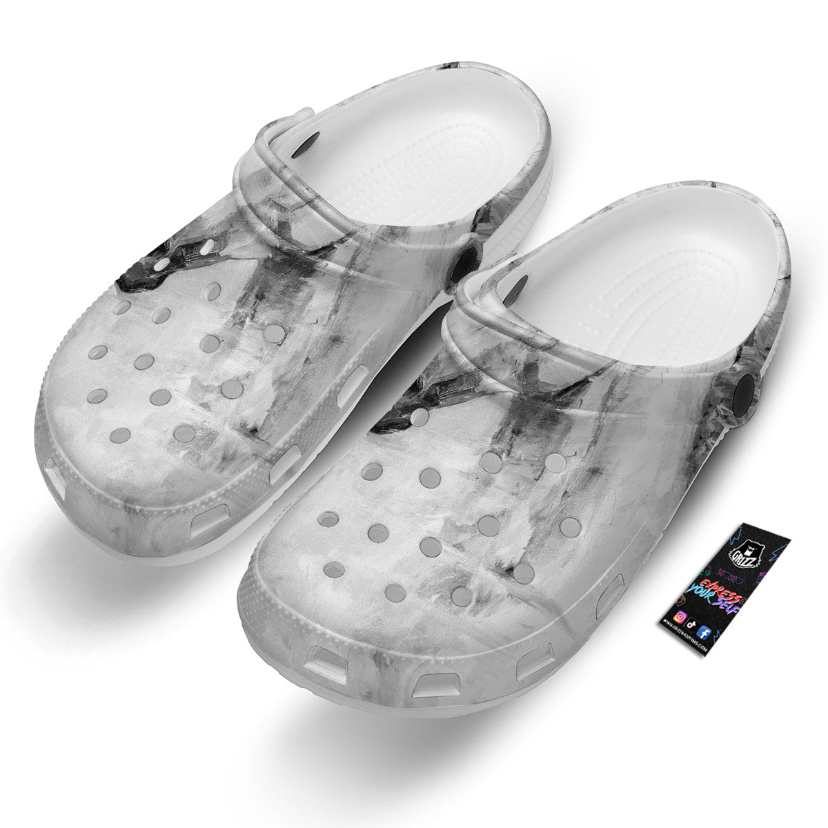 Painting White Horse Print Clog-grizzshop