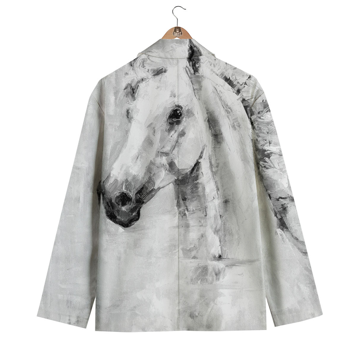 Painting White Horse Print Men's Blazer-grizzshop