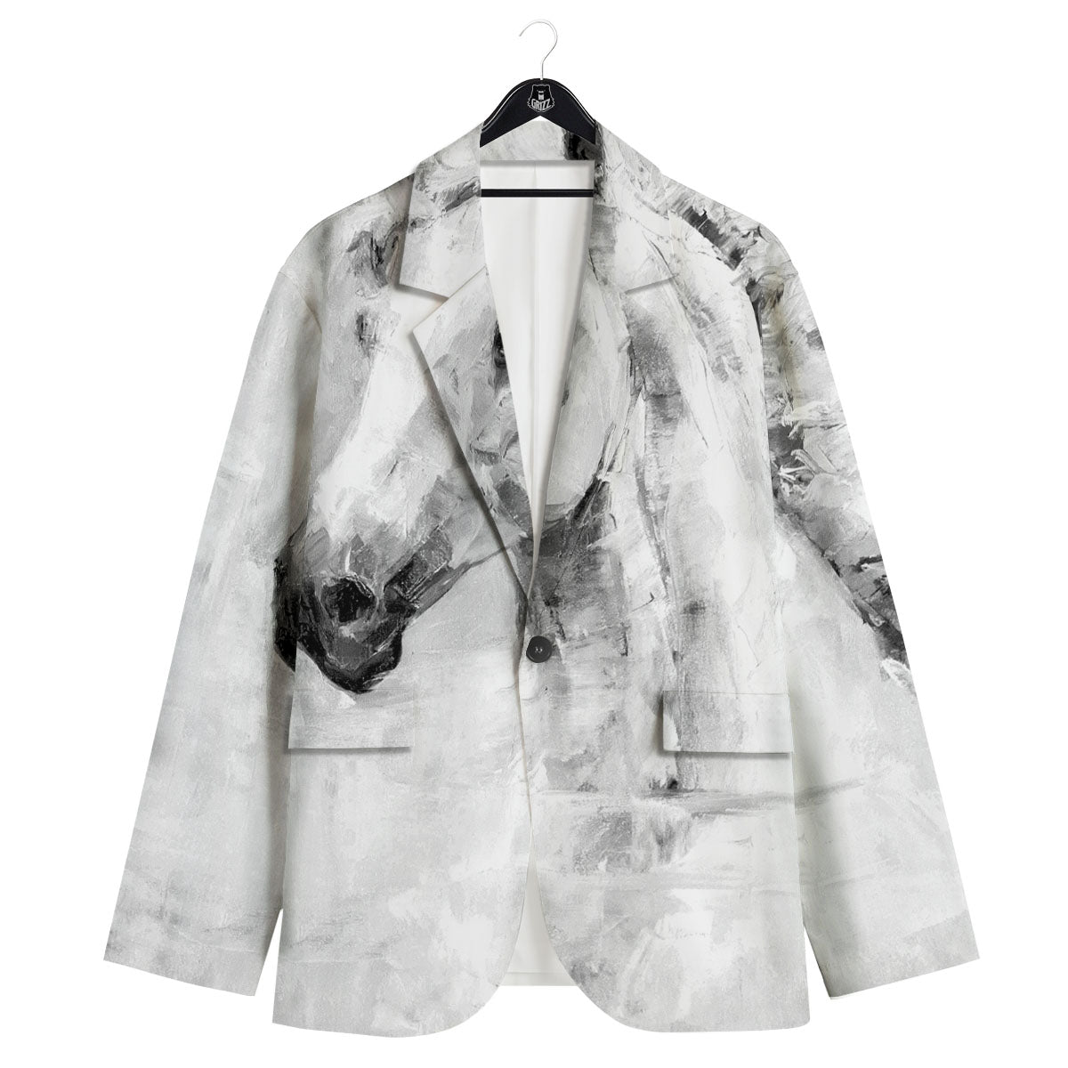 Painting White Horse Print Men's Sport Coat-grizzshop