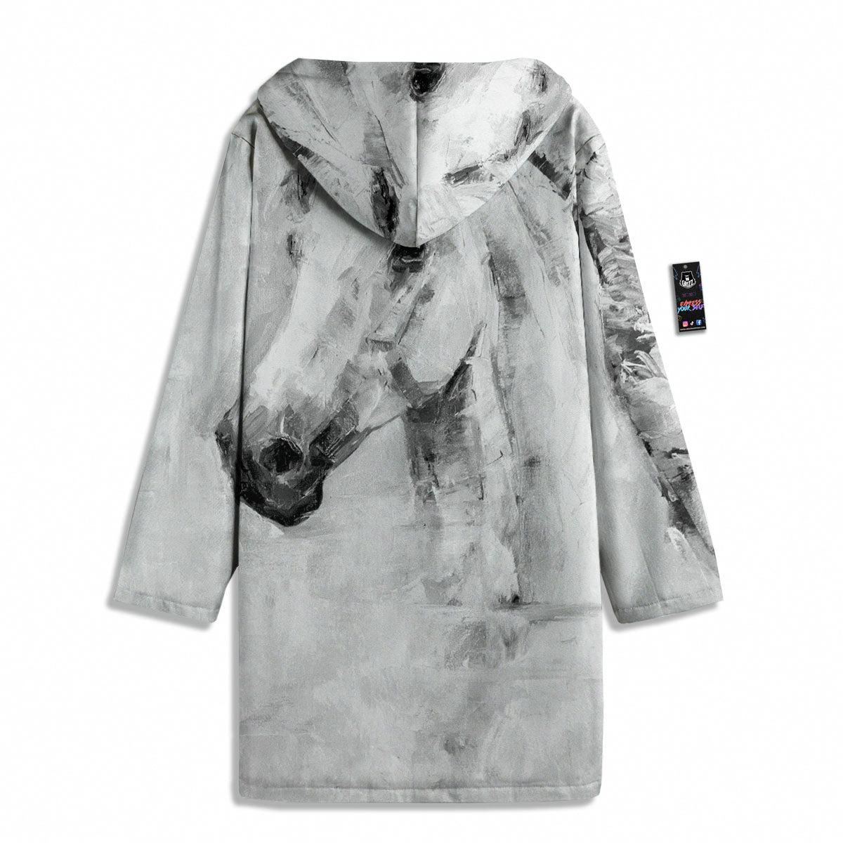 Painting White Horse Print Men's Windbreaker Jacket-grizzshop