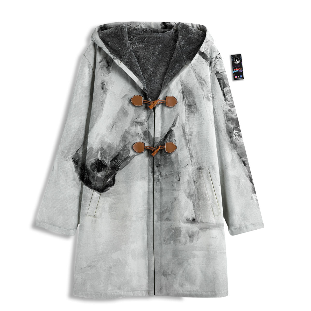 Painting White Horse Print Men's Windbreaker Jacket-grizzshop