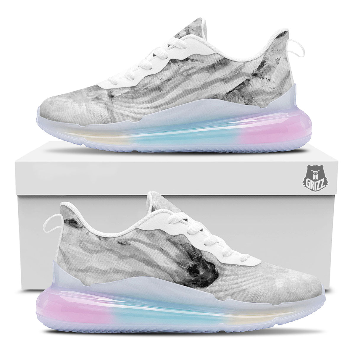 Painting White Horse Print Running Sneakers-grizzshop