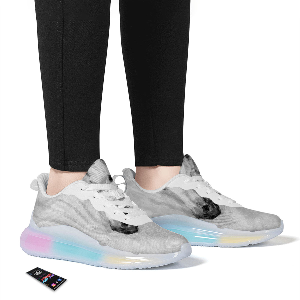 Painting White Horse Print Running Sneakers-grizzshop