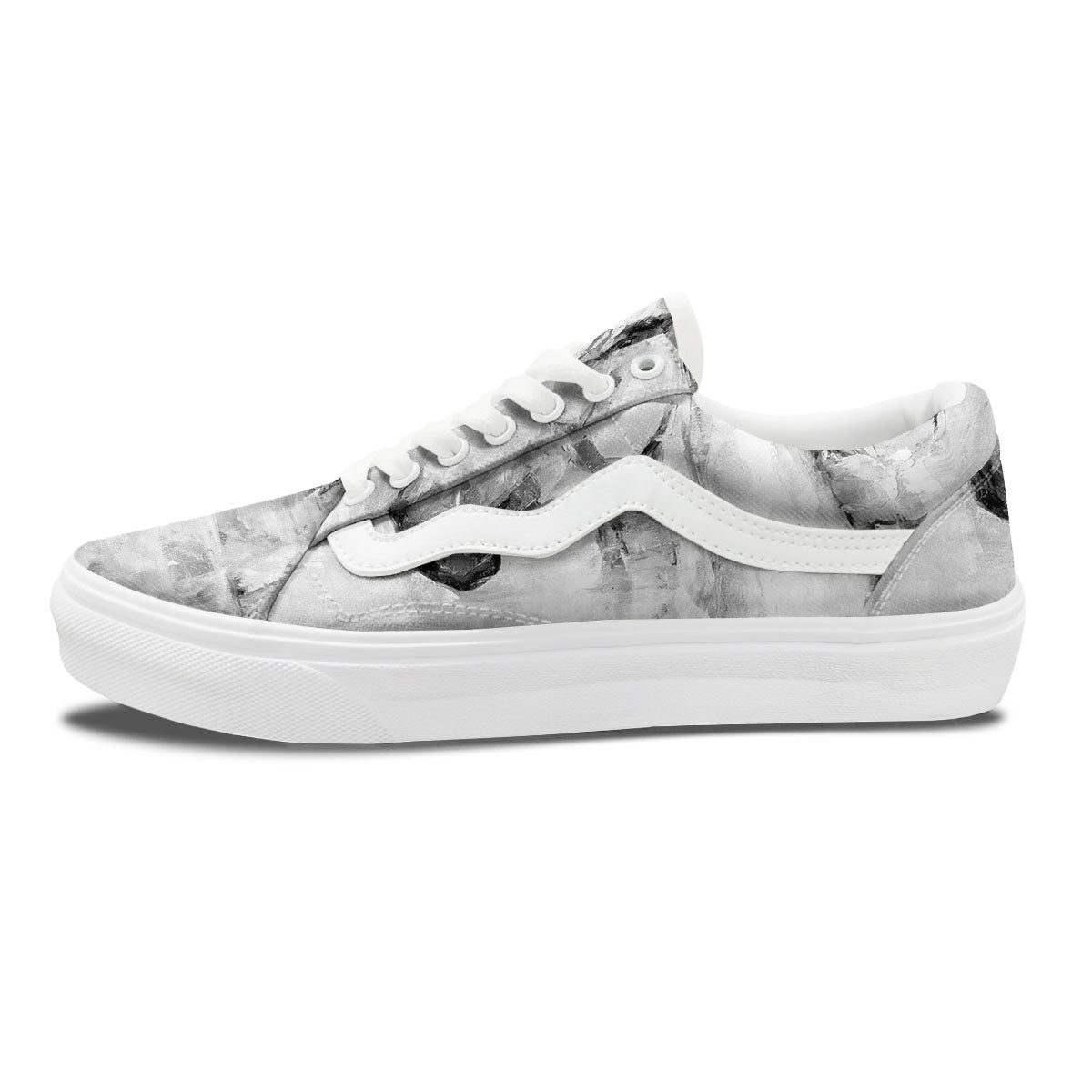 Painting White Horse Print Skate Shoes-grizzshop