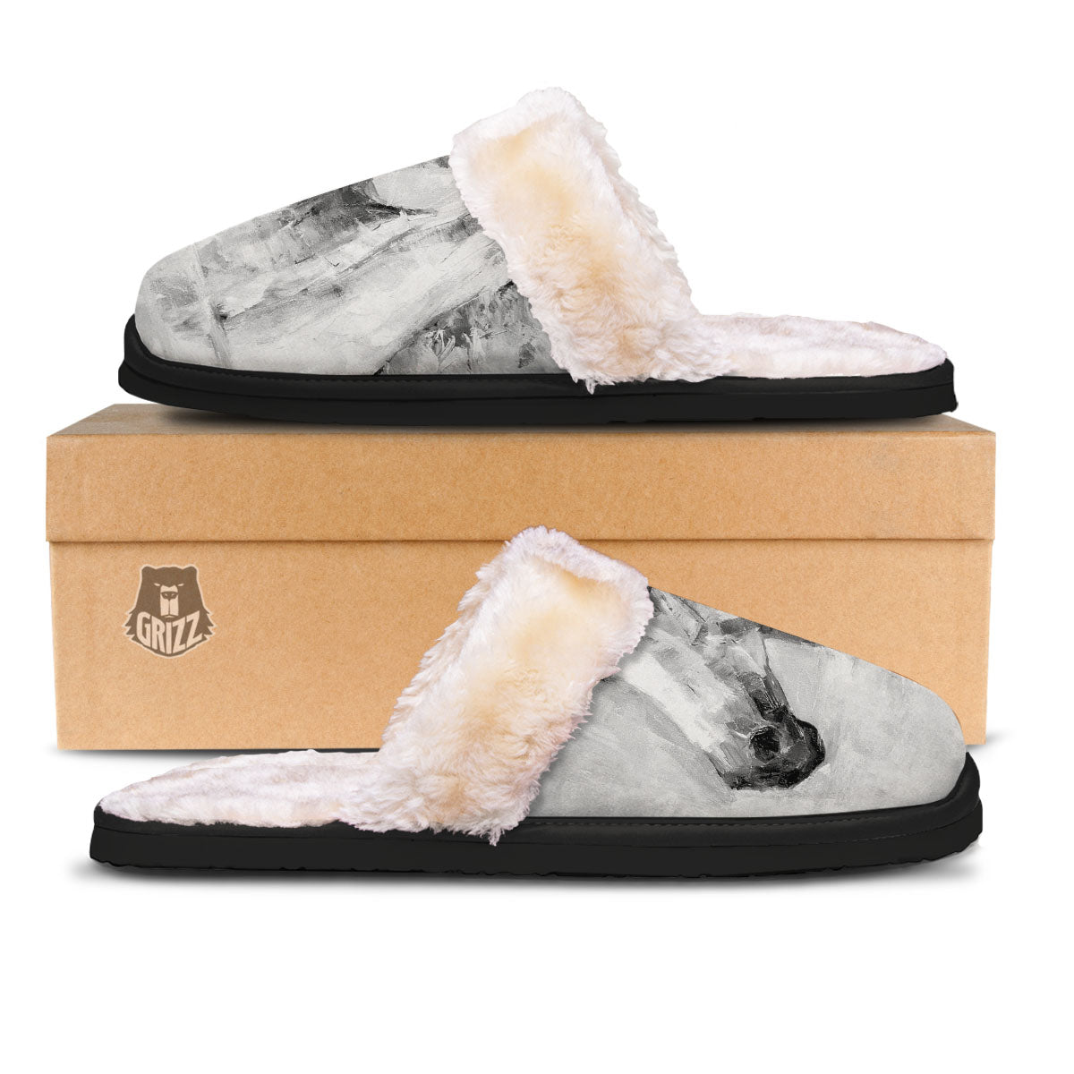 Painting White Horse Print Slippers-grizzshop