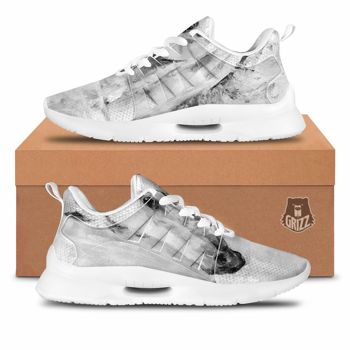 Painting White Horse Print Tennis Shoes-grizzshop