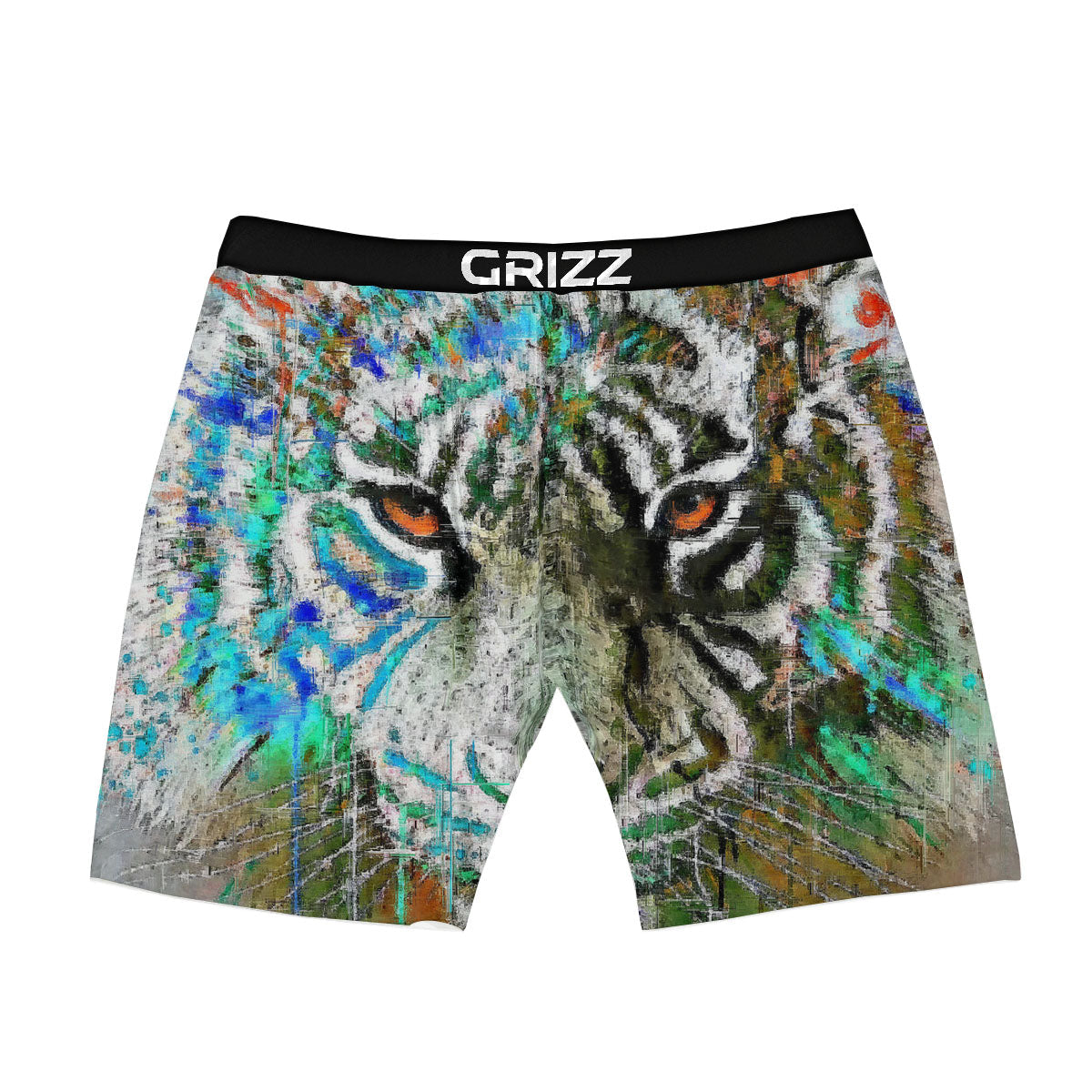 Painting White Tiger Print Boxer Briefs-grizzshop