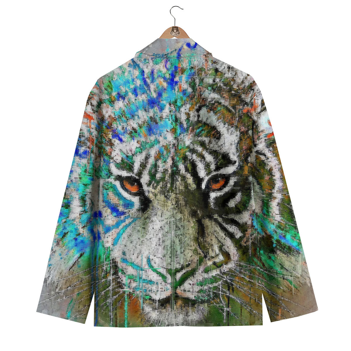 Painting White Tiger Print Men's Blazer-grizzshop