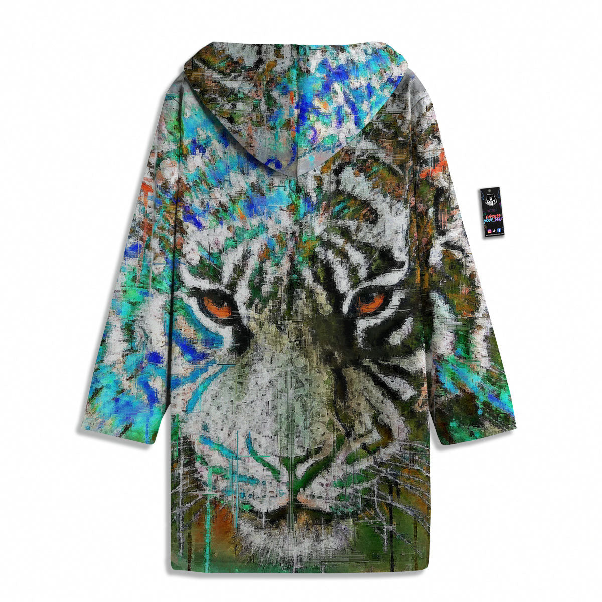 Painting White Tiger Print Men's Windbreaker Jacket-grizzshop